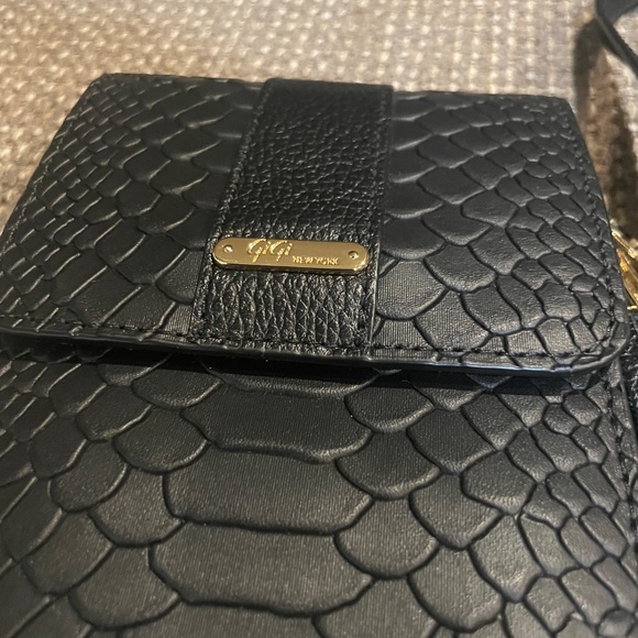 SOLD GiGi New York Phone Case Leather Mini Crossbody Embossed Black Purse Tassel - Picture 4 of 9